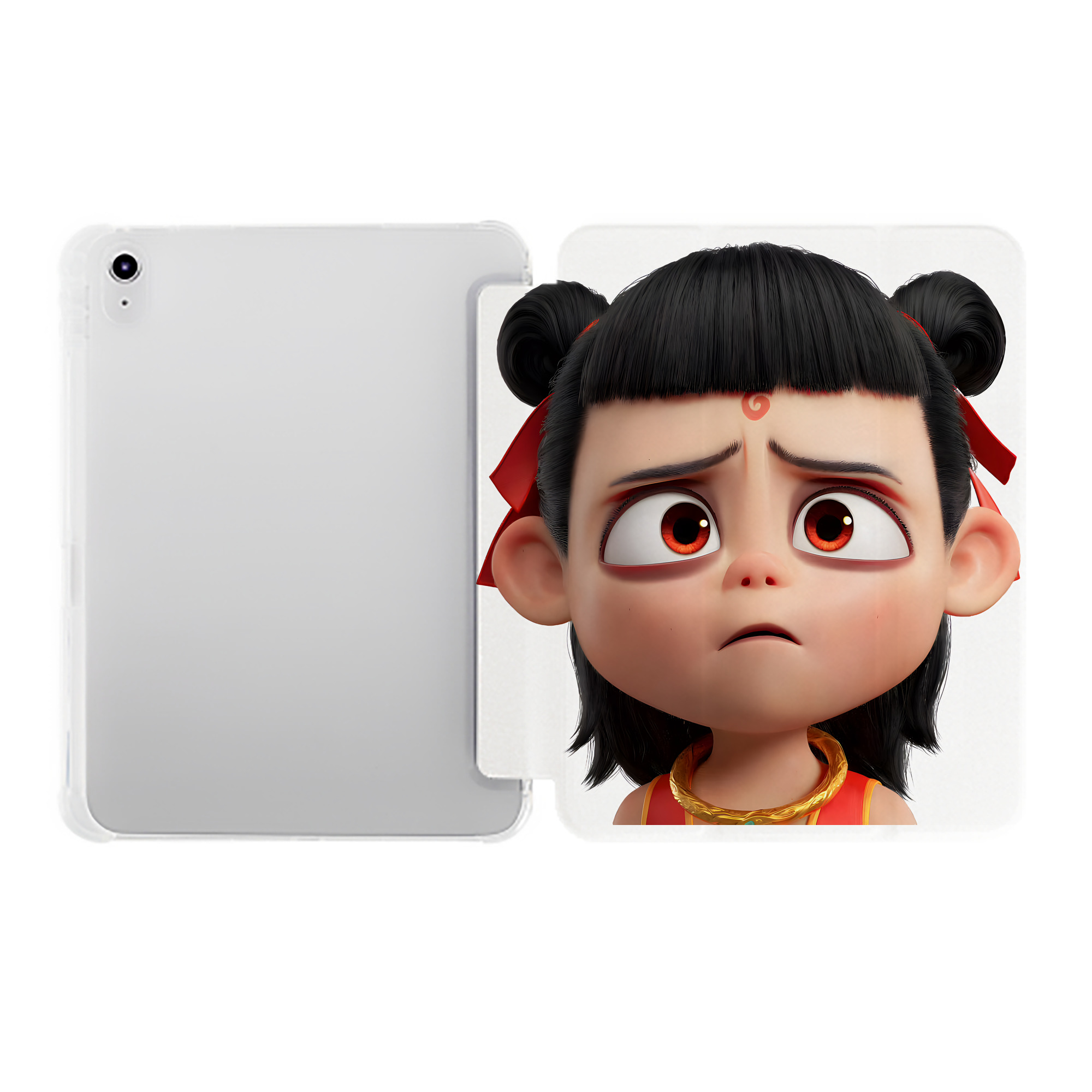 （画像用） Ne Zha 2 ナタ 魔童の大暴れ IPad ケース ペン収納付き 三つ折りスタンド PUレザー×シリコン 対応機種9.5/10.5/10.9インチ